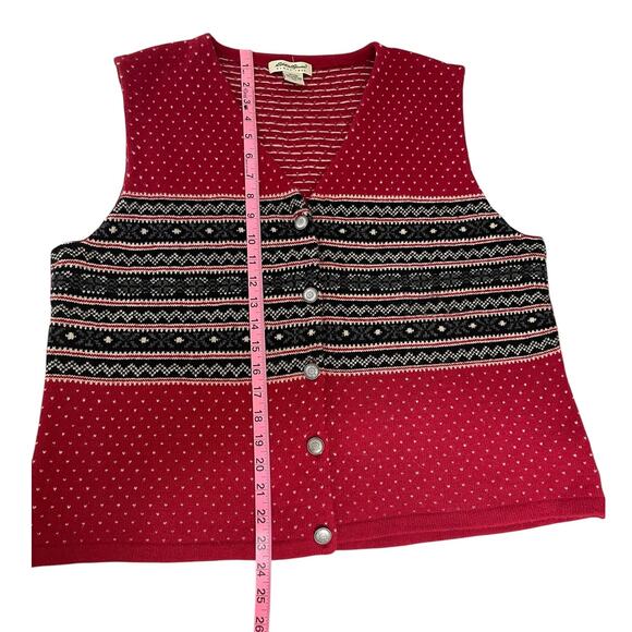 Vintage Eddie Bauer 100% Wool Fair Isle Heart Sweater Vest Women's Size XXL - Picture 6 of 9